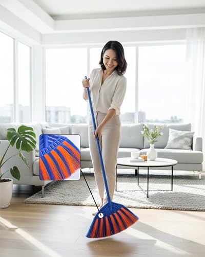 Soft Sweeping Brooms /38” House Brooms for Sweeping Indoor& Outdoor Broom Cleaning/Asian Thailand Plastic Broom/Choi Nhua Thai LAN/Choi Nhua Quet Nha - color: Red