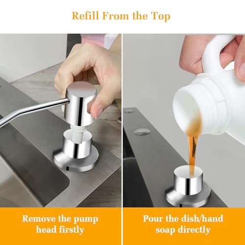 Soap Dispenser for Kitchen Sink, Built in Sink Soap Dispenser Lotion Dispenser with 17 OZ Bottle, Refill from The Top Bar Sink Soap Dispenser, Chrome - color: Chrome 01, size: Comes with 17 OZ Bottle