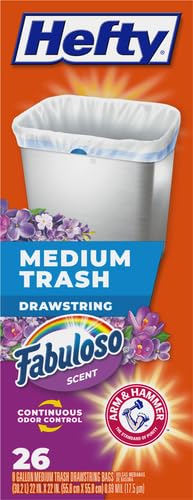 Hefty Medium Trash Bags,Fabuloso Scent,8 Gallon,26 Count (Pack of 12) - size: 26 Count (Pack of 12)