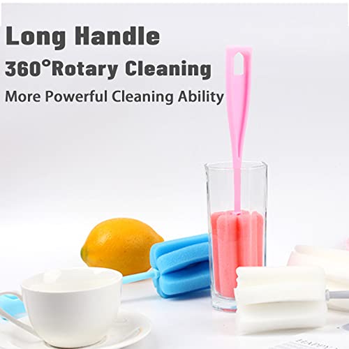 Bottle Brush Sponge 8PCS Cup Washer Brush Long Handle Cleaner Brush for Baby Bottle Glasswares Mugs Cups Kitchen Clean (8 PCS) - color: 8pcs