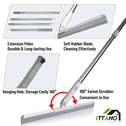 Floor Squeegee, Squeegee Broom for Floor with 62" Long Handle, Shower Squeegee for Tile Shower Walls,Garage, Deck, Bathroom, Glass,Window, Concrete Floor