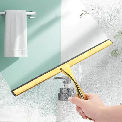 Golden All-14-Inch Purpose Shower Squeegee for Shower Doors, Tile Shower Walls, Bathroom, Window, Glass and Car Windshield, Mirrors and Kitchen-Stainless Steel (14-Inch)