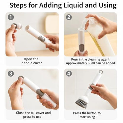 360° Rotating Dish Brush with Soap Dispenser, Kitchen Scrubber for Pots, Pans and Sink Cleaning
