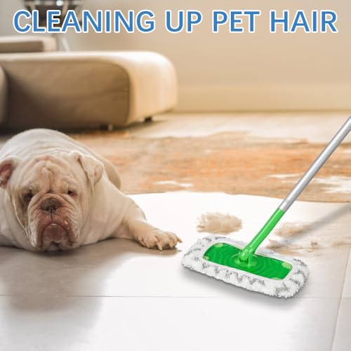 2 Pack White Thickening Reusable Microfiber Mop Pads Replacement, Wet and Dry Flat mop Cover, Washable Wet Pads Refill for Surface/Hardwood Floor Cleaning (Mop is Not Included)