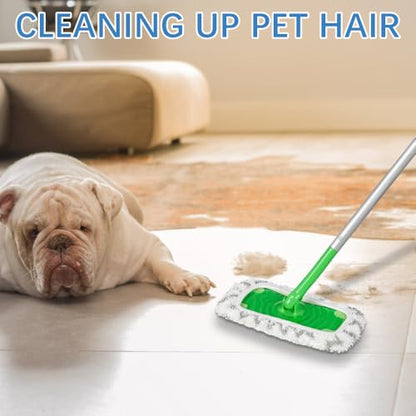 2 Pack White Thickening Reusable Microfiber Mop Pads Replacement, Wet and Dry Flat mop Cover, Washable Wet Pads Refill for Surface/Hardwood Floor Cleaning (Mop is Not Included)