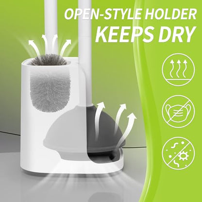 IVYROLL Toilet Brush and Plunger Set Hidden, S-Shaped Toilet Brush Plunger Combo, Perfect for Homes, Apartments & Bathrooms - color: White