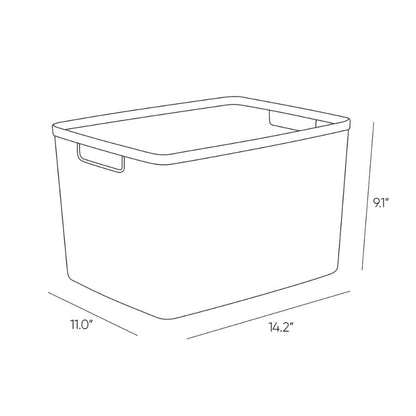 Large Gray Plastic Decorative Storage Basket, 14 in x 11 in x 9 in