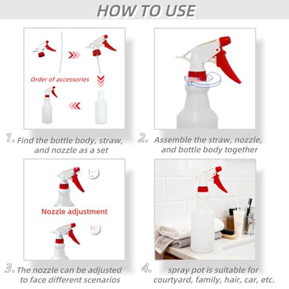 12 Pack 16oz Spray Bottles, Reusable Fine Mist Water Sprayer for Plants, Cleaning, High Output Ultrafine Misting Plastic Spray Bottles for Water, Salon, Garden, Kitchen and Bathroon