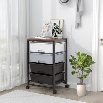 SYKIARIOL Utility Cart with 4 Drawers,Rolling Storage Cart with Drawers,Light Grey - color: Light Grey