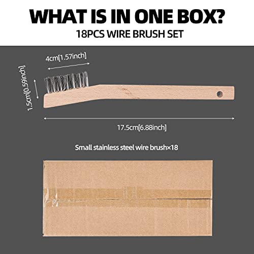 Wood Handle Wire Scratch Brush Sets (18, 18Pack-7in Stainless Steel Small Wire Scratch Brushes with Beech Wood Handle)