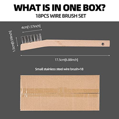 Wood Handle Wire Scratch Brush Sets (18, 18Pack-7in Stainless Steel Small Wire Scratch Brushes with Beech Wood Handle)