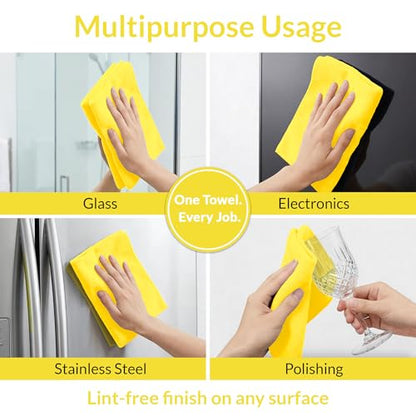 Yellow Microfiber Towels (Value Pack of 36) Size 16x16 Inches - Highly Absorbent Cleaning Rags, Lint Free Towels, Reusable and Washable, Microfiber Cleaning Cloths - color: Yellow