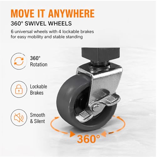 Rolling Cleaning Cart with Wheels, Mop and Broom Holder Organizer, Heavy Duty Utility Cleaning Supply Rack with Storage Shelves & Hooks for Garage, Laundry Room, Kitchen