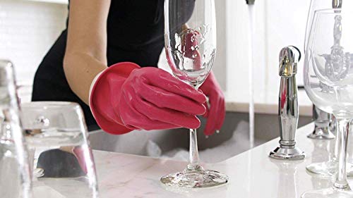 Casabella Premium Waterblock Cleaning Gloves - 6 Pair (12 Gloves) Pink - (Large) - size: Large (Pack of 12)