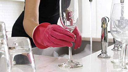 Casabella Premium Waterblock Cleaning Gloves - 6 Pair (12 Gloves) Pink - (Large) - size: Large (Pack of 12)