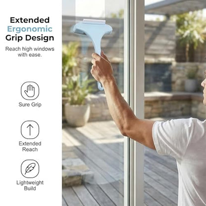 2 in 1 Window Squeegee Cleaner Tool, Multifunctional Window Screen Cleaner Brush with Squeegee, 2026 New Window Cleaning Brush with Detachable Handle, Double Sided Wet & Dry Dual Use (White Green) - color: White Green