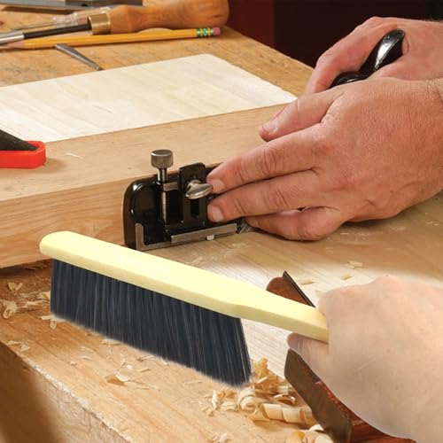 2 Pcs Hand Broom Brush, Wooden Handle Soft Bristle Cleaning Dust Brush，for Furniture, Bed, Car, Bench, Crevice Cleans, Sofa, Fireplace, Clothes (Straight Handle) - color: 2 Straight Handle Khaki