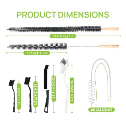 8 Pack Multi-Purpose Washing Machine & Dryer Vent Cleaning Kit | Dryer Lint Cleaner, Grout, Crevice & Lint Trap Cleaning Tools, Long Handle Laundry Brushes, For All Washers, Flexible