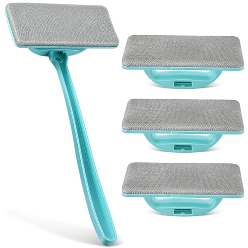 Window Screen Cleaner Brush, Mesh Window Cleaning Brush Kit with Replaceable Heads and Detachable Handle, Wet & Dry Dual Use for Screens, Doors, Patio(5 Pack)