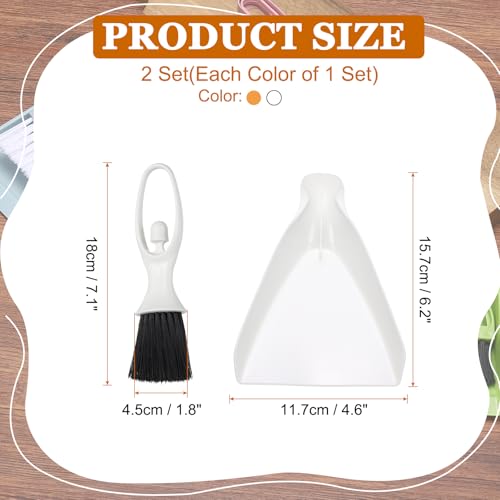 uxcell 2 Pcs Mini Dustpan and Brush Set, Small Broom and Dustpan Set for Office Tabletops Sofas Keyboards Home Cleaning Tool, Orange Yellow/White - color: Orange Yellow/White