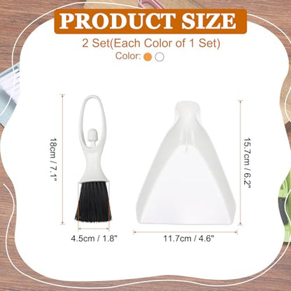 uxcell 2 Pcs Mini Dustpan and Brush Set, Small Broom and Dustpan Set for Office Tabletops Sofas Keyboards Home Cleaning Tool, Orange Yellow/White - color: Orange Yellow/White