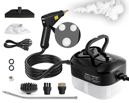Foandbevi Handheld Steam Cleaner, 2500W High Pressure Multi-Surface Steam Cleaner for Home Use, Car Steamer For Cleaning Auto Detailing Kitchen Floors Tools - color: Black
