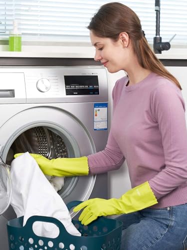 LANON wahoo Skin-Friendly Cleaning Gloves, Dishwashing Kitchen Gloves with Cotton Flocked Liner, Reusable, Non-Slip, Bud Tender, Large - color: Bud Tender, size: Large (Pack of 1)