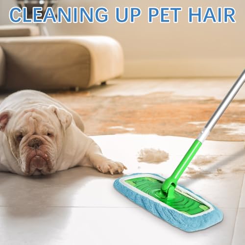 Microfiber Mop Pads - 3 Pack Reusable Washable Refills for Wet & Dry Floor Cleaning - Fits Most Standard Mops - Lake Blue Household Cleaning Pads - color: Lake Blue