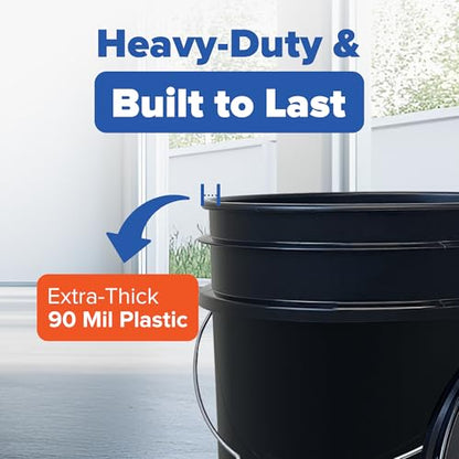 ePackageSupply 5 Gallon Bucket - Food Grade Bucket, Metal Handle Grip, BPA-Free, Heavy-Duty 90 Mil HDPE Plastic Pail, Stackable Utility Container, Made in USA, Lid Not Included, Black, 12 Packs - color: Black, size: 12 Packs