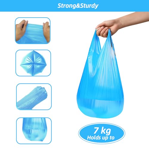 MakMeFre 5Rolls 4Gallon Portable Trash Bags,Thicken Small Garbage Bags for Office,Bedroom,Kitchen Waste Bin(150Counts,Blue) - style: 4Gallon(150Counts)BlueColor