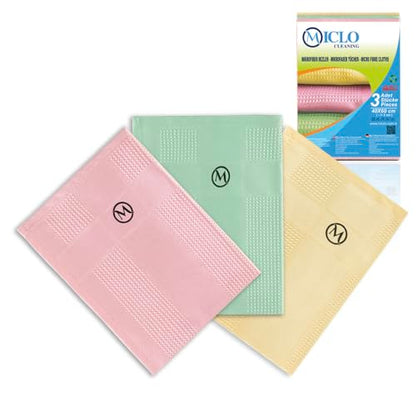 Microfibre Premium Cleaning Cloth Set of 3 - Magic Cloth | All Purpose, Absorbent Washcloth | Microfiber for Window, Kitchen, Bathroom | Lint-Free, Scratch-Free Glass CLoth | 16'' x 24'' | Soft Series