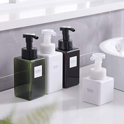 UUJOLY Foaming Soap Dispenser, 450ml (15oz) Refillable Pump Bottle Plastic for Liquid Soap, Shampoo, Body Wash (2 Pcs) (Amber) - color: Amber, size: 15 oz (2 Pack)