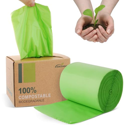 Compostable Trash Bags, 2.6 Gallon, 100 Count, 100% Compost Waste Bags for Kitchen Bathroom Office, Small Countertop Bin Compost Bags, US BPI and Europe OK Compost Home Certified - style: 2.6 Gallon