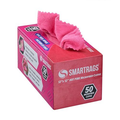 Arkwright Smart Rags Microfiber Cleaning Cloths, Pack of 50 in a Box, Lint Free 180 GSM Reusable Towels for Auto, Office and Household Cleaning, 12 x 12 in, Pink - color: Pink, size: 12 x 12 in