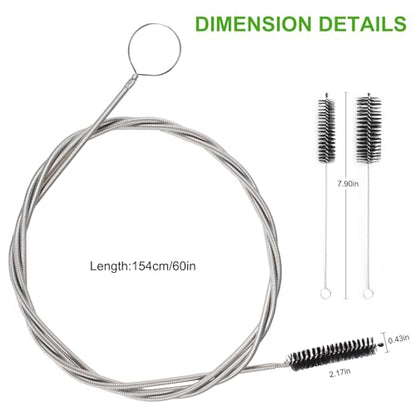 CiaraQ11-Piece Tube & Pipe Cleaning Brush Set – 10 Rigid Brushes 1/16"-1" + 60" Flexible Wand Brush, Medium-Stiffness Nylon – for Drains, Guns, Coffee & Labs - color: Black+black, size: 8.0 Inch & 60 Inch