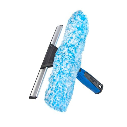 Unger Professional Connect and Clean 2-in-1 Squeegee and Scrubber, 10” Window Cleaning Tool, Commercial and Residential Use, Washer Cleaner Supplies to Remove Excess Water and Dry - size: 10-inch, style: 10" 2-in-1 Window Cleaner II
