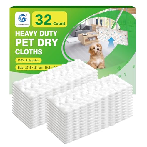 GLIMGLINT Heavy Duty Dry Sweeping Cloths Compatible with Swiffer Sweeper, Disposable Duster Mop Pads Refills for Floor Cleaning, Pet Hair, Dust and Dirt, Dry Cloths for Wood Floors, 32 Count - size: 32 Count