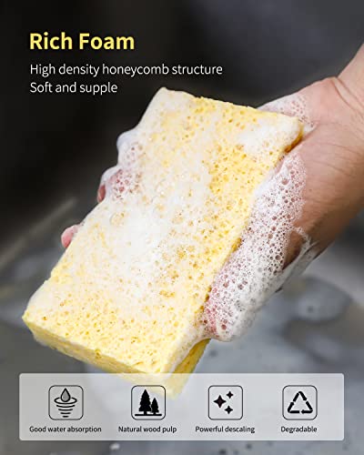Cellulose Sponges,Heavy Duty Scrub Kitchen Sponge,Clean Tough Messes Without Scratching Sponges Kitchen Blue(6 Pack) - color: Blue, size: 6 Count (Pack of 1)