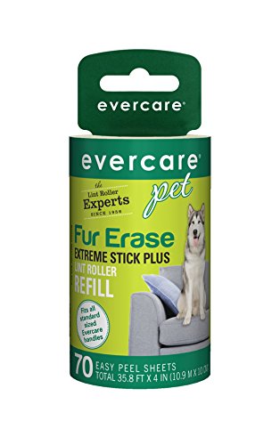 Evercare All Purpose Pet Hair Lint Roller Refill, 70 Easy Peel Sheets – Compatible with Evercare Standard Sized Rollers, Reusable Sticky Roller for Pet Hair, Furniture, Clothing & Cars - size: 70 Sheet Count