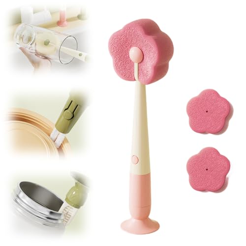 360° Flexible Silicone Bottle Brush with Long Handle, 2026 New Soft Bristle Cup Cleaner Brush, Flexible Water Bottle Cleaning Brush for Narrow Neck Bottles, Water Bottles, Baby Bottles (Pink) - color: Pink