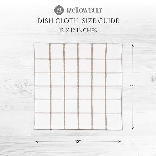 100% Cotton Terry Dish Cloth & Dish Towel, 8 Pack, Super Soft and Absorbent Kitchen Towels, Perfect for Kitchen Cleaning and Dish Washing (TAN (Solid and Checks) 8 Pack) - color: Tan (Solid and Checks) 8 Pack