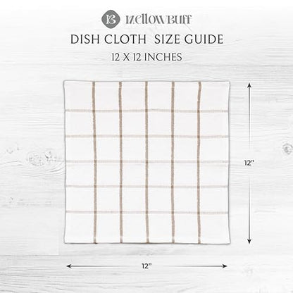 100% Cotton Terry Dish Cloth & Dish Towel, 8 Pack, Super Soft and Absorbent Kitchen Towels, Perfect for Kitchen Cleaning and Dish Washing (TAN (Solid and Checks) 8 Pack) - color: Tan (Solid and Checks) 8 Pack