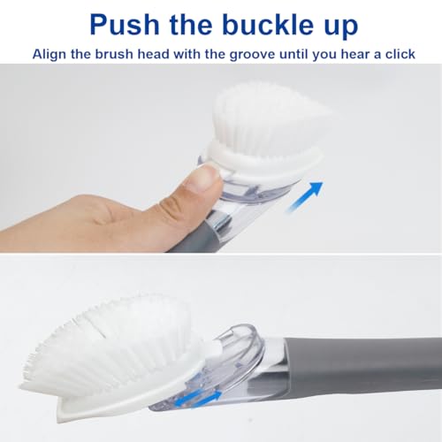 CELOX Dish Brush with Soap Dispenser, 1 Dish Wand & 3 Dish Brush Refill Heads