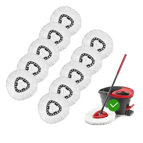 10 Pack O-Cedar Spin Mop Head Replacements, 100% Microfiber, Compatible with EasyWring 1-Tank System, Machine Washable, Easy to Replace and Highly Absorbent for Floor Cleaning - size: 10 Count