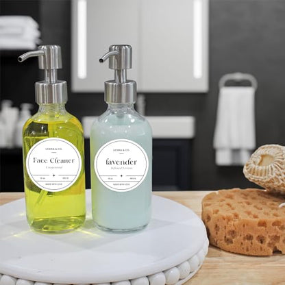 Cornucopia Brands 8oz Clear Glass Bottles w/Stainless Steel Lotion Pumps (4-Pack); Liquid Soap & Lotion Pump Dispensers - size: 4 Count (Pack of 1)