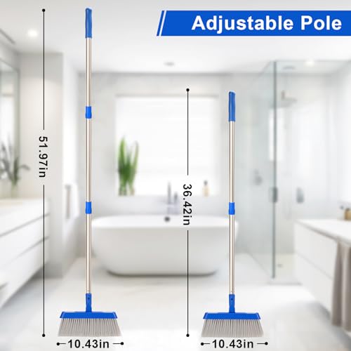 Broom - 52-Inch Adjustable Long Handle Broom, Multi-Scene Indoor Cleaning Tool for Hardwood Floors, Tiles, Kitchens, Offices, Courtyards, Lobbies, Patios.