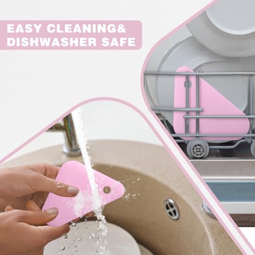 Food Scraper, 2-in-1 Pot and Pan Dish Scraper, Nylon and Silicone, Kitchen Scraper Tools for Cast Iron Skillets, Cookware, Dishes, Pans and Pots, Heat Resistant, Set of 3 - Pink - color: Pink