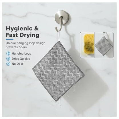 10 Pack Metal Dish Cloth Non Scratch Wire Dishcloth, Reusable Steel Wool Scrubber Pads for Pots Pans Cooktops, Multi Surface Cleaning Cloths Scratch Free Safe for Glass, Wet & Dry Use