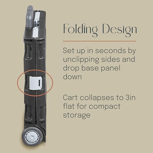 Mobile Folding Utility Cart with Canvas Storage Organizer Bag, Rolling Cart, Chocolate/Sand - color: Chocolate/Sand