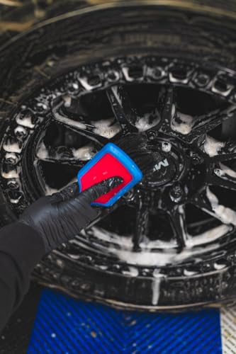 Detail Factory - ProGrip Wheel Face Brush - Ergonomic ProGrip Handle - Premium Wheel Cleaner Brush - Soft Flagged-Tip Bristles - Octane Underglow
